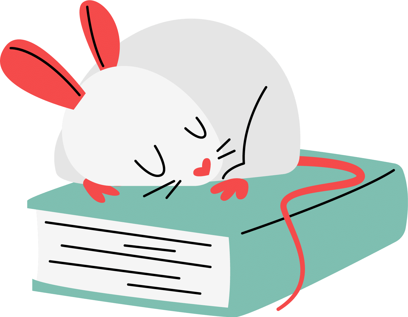 A rat sleeping on a book